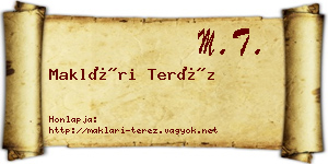 Maklári Teréz névjegykártya